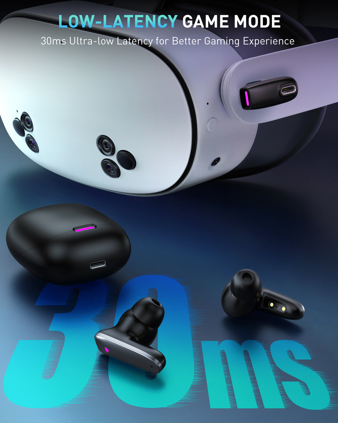 Wireless Gaming Earbuds, G11 Gaming Earbuds for Quest 3S