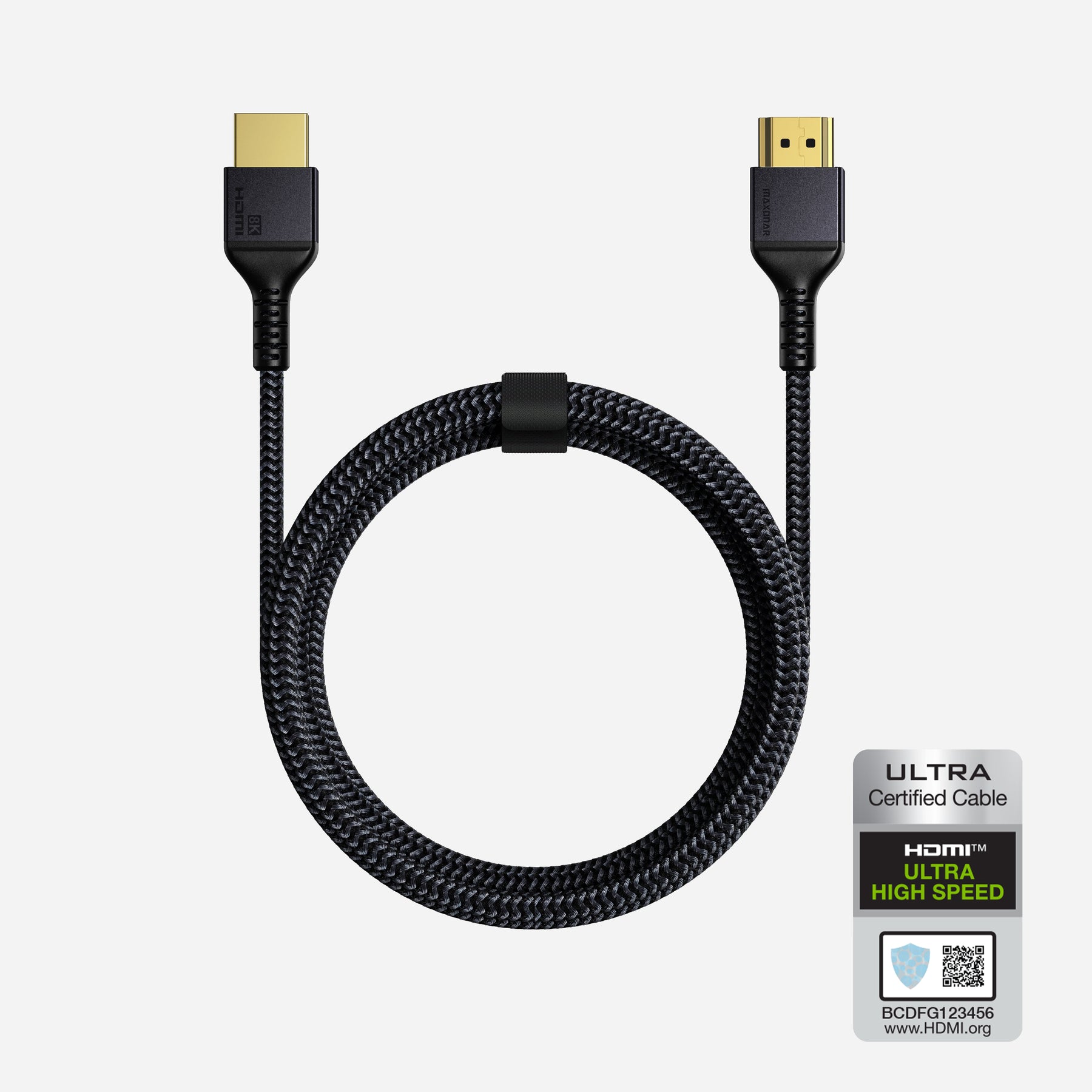 Câble HDMI 2.1 8K de 0,3 m [8K @ 60 Hz, 4K @ 120 Hz] AviBrex HDMI 2.1 haut  débit 48 Gbit/s tressé plaqué or compatible 3D, 7680P, DTS:X, HDCP 2.2 et