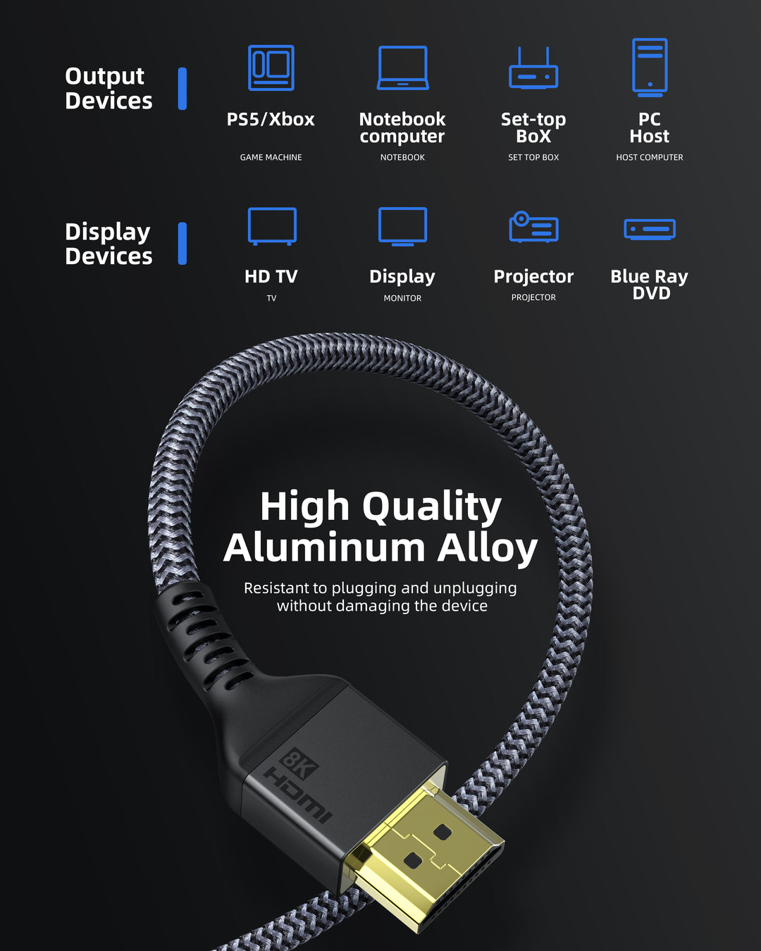 Certified) HDMI 2.1 Ultra HD High Speed 48Gpbs Cable 8K for Certified) HDMI 2.1 Ultra HD High Speed 48Gpbs Cable 8K for